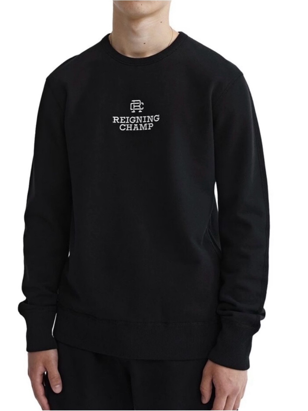 Reigning Champ The Lockup Embroidered Midweight Terry Crewneck Sweatshirt Size L